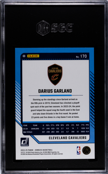 Darius Garland 2024-25 Donruss Choice Black Gold 3/8 #170 SGC 10-2