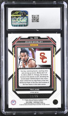 Evan Mobley Purple 2023 Prizm Draft Picks 22/75 #69 CGC 10-2