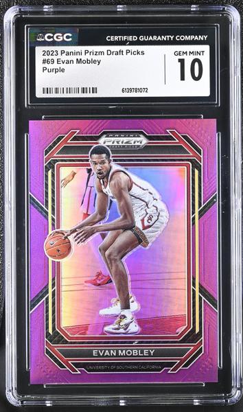 Evan Mobley Purple 2023 Prizm Draft Picks 22/75 #69 CGC 10-1