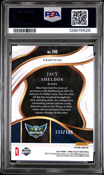 Jacy Sheldon 2024 Panini Select Wnba Purple Ice 133/149 #240 PSA 10-2