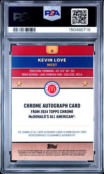 Kevin Love 2024 Topps Chrome Mcdonald'S All American Autograph-Gold Refractor 13/50 #48 PSA 10-2