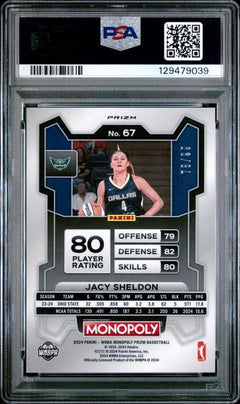 Jacy Sheldon 2024 Panini Prizm Monopoly WNBA Red 78/99 PSA 10-2