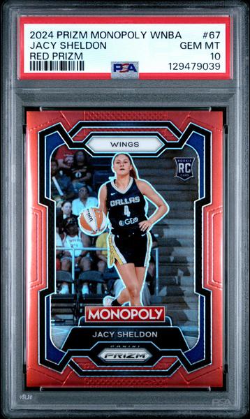 Jacy Sheldon 2024 Panini Prizm Monopoly WNBA Red 78/99 PSA 10