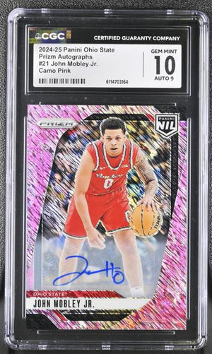John Mobley Jr. Camo Pink 2024-25 Ohio State Prizm Autographs #21 CGC 10