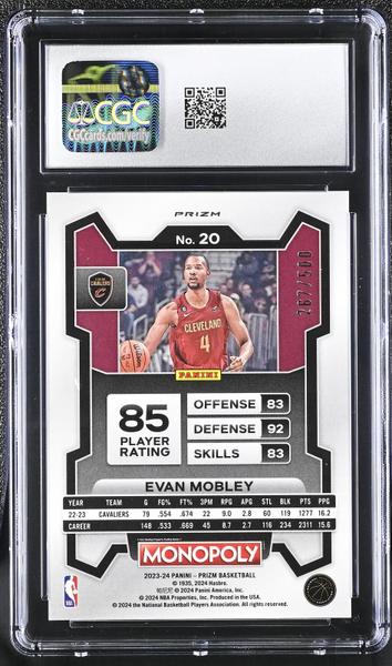 Evan Mobley Gold Millionaire Shimmer 2023-24 Prizm Monopoly 267/500 #20 CGC 10-2