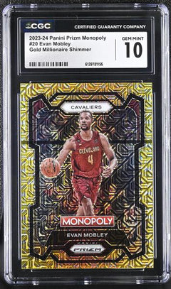 Evan Mobley Gold Millionaire Shimmer 2023-24 Prizm Monopoly 267/500 #20 CGC 10-1