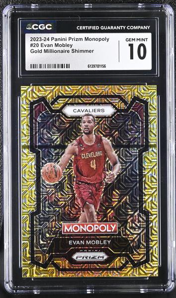 Evan Mobley Gold Millionaire Shimmer 2023-24 Prizm Monopoly 267/500 #20 CGC 10-1