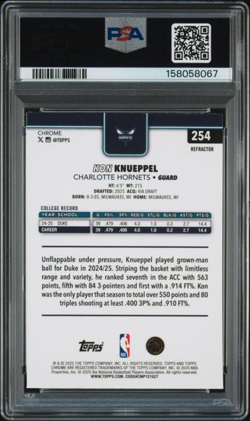 Kon Knueppel 2025 Topps Chrome Refractor #254 PSA 9