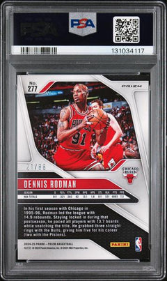 Dennis Rodman 2024 Panini Prizm Red Choice 21/88 #277 PSA 8-2
