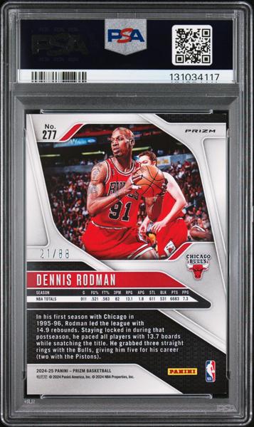 Dennis Rodman 2024 Panini Prizm Red Choice 21/88 #277 PSA 8-2
