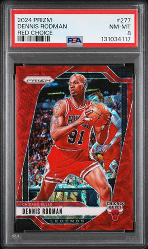 Dennis Rodman 2024 Panini Prizm Red Choice 21/88 #277 PSA 8