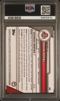 Devin Royal 2023 Bowman University Chrome Sapphire Red 4/5 #63 PSA 10-2