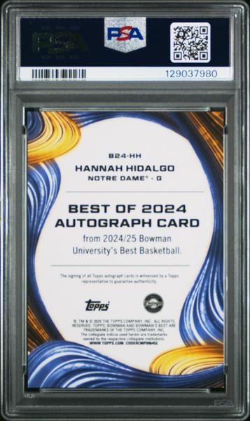 Hannah Hidalgo 2024 Bowman University Best Of 2024 Green Mini Diamond Auto 68/99 #B24HH PSA 10