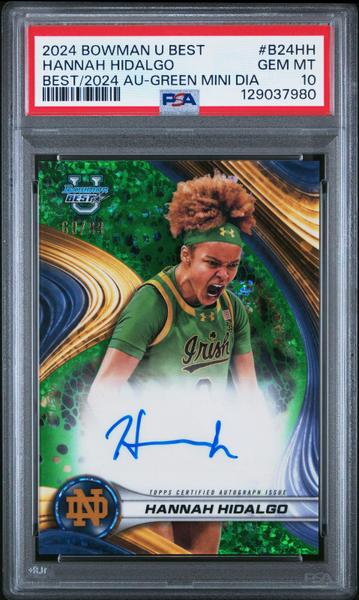Hannah Hidalgo 2024 Bowman University Best Of 2024 Green Mini Diamond Auto 68/99 #B24HH PSA 10