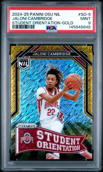 Jaloni Cambridge 2024 Panini The Ohio State University Nil Student Orientation Student Gold 10/10 #SO-9 PSA 9