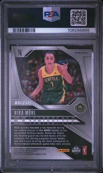 Nika Muhl 2024 Panini Prizm WNBA Purple Prizm 86/149 #75 PSA 8-2