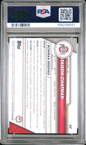 Taison Chatman 2023 Bowman University Chrome Red Shimmer 9/10 #62 PSA 10-2