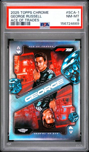 George Russell 2025 Topps Chrome Formula 1 Ace Of Trades #SCA-1 PSA 8-1