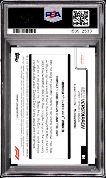 Max Verstappen 2025 Topps Chrome Formula 1 Blue Refractor #94 PSA 9-2