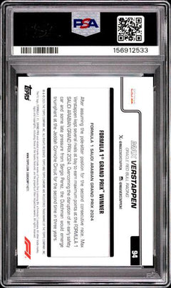 Max Verstappen 2025 Topps Chrome Formula 1 Blue Refractor #94 PSA 9-2
