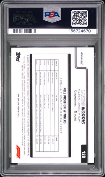 Lando Norris 2025 Topps Chrome Formula 1 Pink Refractor 215/250 #120 PSA 8-2