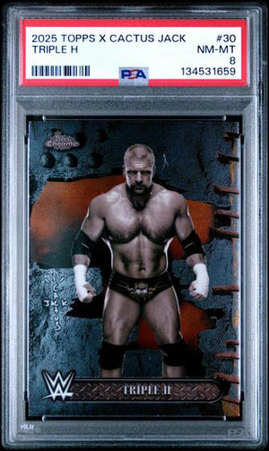Triple H 2025 Topps Chrome Wwe X Cactus Jack #30 PSA 8