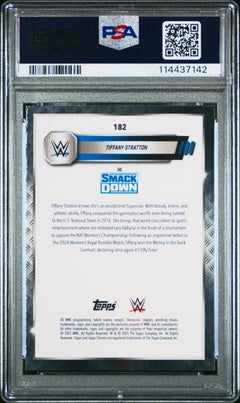 Tiffany Stratton 2025 Topps Chrome WWE Green Refractor 95/99 #182 PSA 10-2