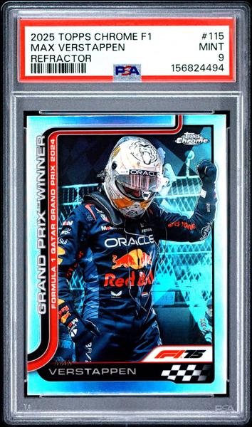 Max Verstappen 2025 Topps Chrome Formula 1 Refractor #115 PSA 9-1