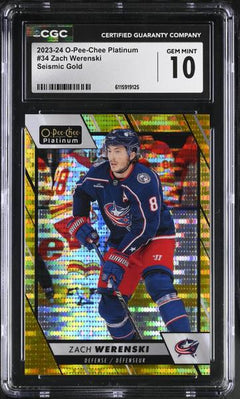 Zach Werenski Seismic Gold 2023-24 Platinum 38/50 #34 CGC 10-1