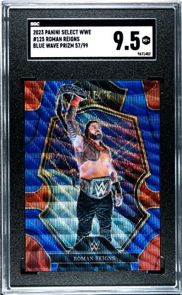 Roman Reigns 2023 Panini Select Wwe Blue Wave Prizm 57/99 #125 SGC 9.5-1
