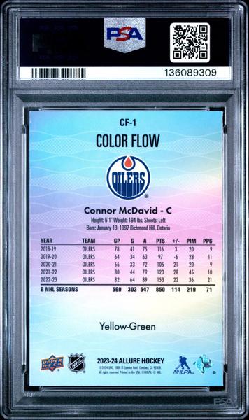 Connor Mcdavid 2023 Upper Deck Allure Color Flow Color Flow-Yellow-Green #CF1 PSA 9-2