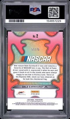 Dale Earnhardt Jr 2025 Panini Prizm Nascar Groovy Blue Pulsar 51/75 #2 PSA 10-2