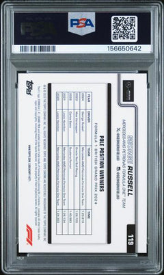 George Russell 2025 Topps Chrome Formula 1 Aqua Refractor 177/199 #119 PSA 8-2