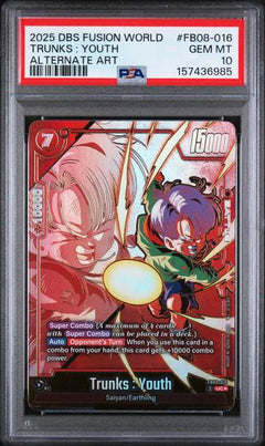 Trunks Youth 2025 Dragon Ball Super Card Game Fusion World Saiyan's Pride Alternate Art #FB08-016 PSA 10-1