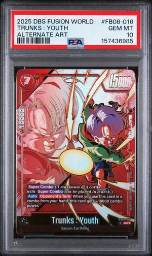 Trunks Youth 2025 Dragon Ball Super Card Game Fusion World Saiyan's Pride Alternate Art #FB08-016 PSA 10