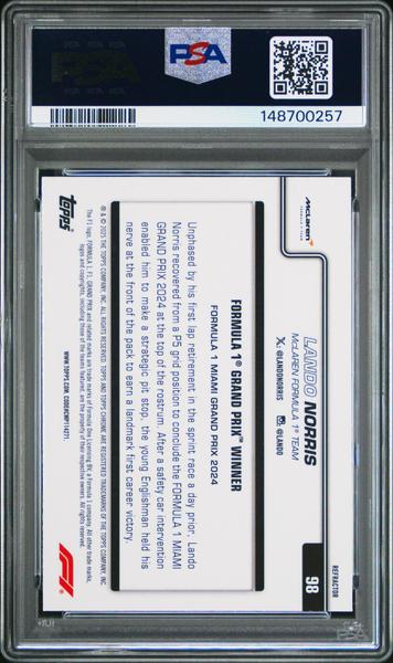 Lando Norris 2025 Topps Chrome Formula 1 Refractor #98 PSA 9-2