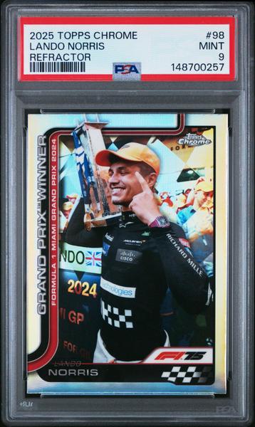 Lando Norris 2025 Topps Chrome Formula 1 Refractor #98 PSA 9