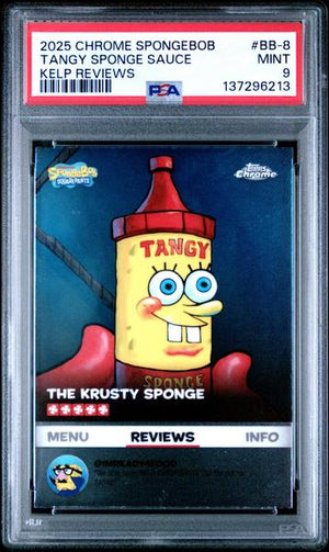 Tangy Sponge Sauce 2025 Topps Chrome Spongebob 25th Anniversary Kelp Reviews #BB-8 PSA 9