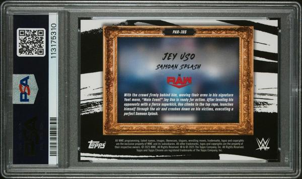 Jey Uso 2025 Topps Chrome WWE Paradigm-Green Refractor 71/99 #JUS PSA 10-2