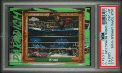 Jey Uso 2025 Topps Chrome WWE Paradigm-Green Refractor 71/99 #JUS PSA 10-1