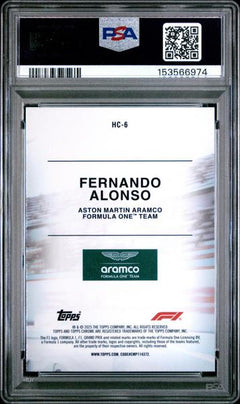 Fernando Alonso 2025 Topps Chrome Formula 1 Helmet Collection #HC-6 PSA 8-2