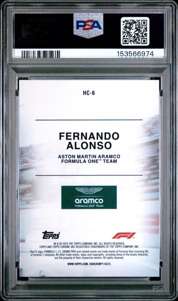 Fernando Alonso 2025 Topps Chrome Formula 1 Helmet Collection #HC-6 PSA 8-2