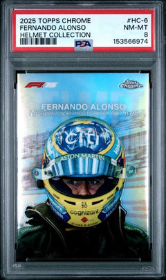 Fernando Alonso 2025 Topps Chrome Formula 1 Helmet Collection #HC-6 PSA 8-1