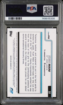 Kush Maini 2025 Topps Chrome Formula 1 Sapphire Edition Black & White #32 PSA 9-2