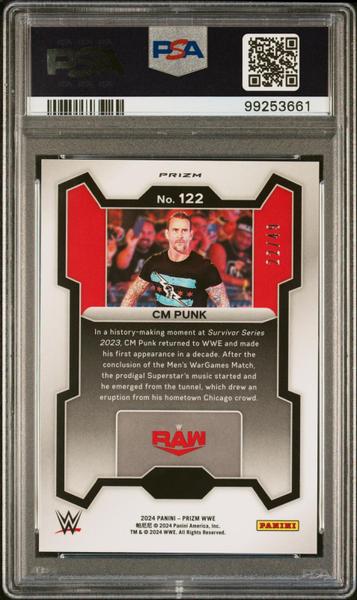 Cm Punk 2024 Panini Prizm WWE Under Card Green Prizm 22/49 #122 PSA 9-2