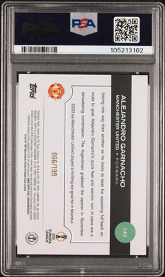 Alejandro Garnacho 2024-25 Topps Uefa Club Competitions Neon Green 66/199 #147 PSA 8-2