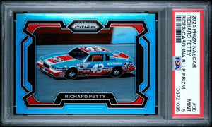 Richard Petty 2024 Panini Prizm Nascar Rides-Carolina Blue Prizm 28/49 #99 PSA 9