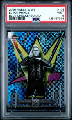 Elton Prince 2025 Topps Finest Wwe Blue Checkerboard 73/75 #104 PSA 9-1