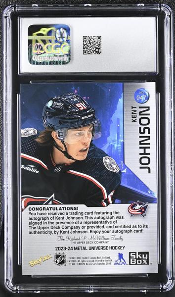 Kent Johnson 2023-24 Metal Universe Autographs #047 CGC 10-2
