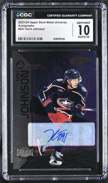 Kent Johnson 2023-24 Metal Universe Autographs #047 CGC 10-1